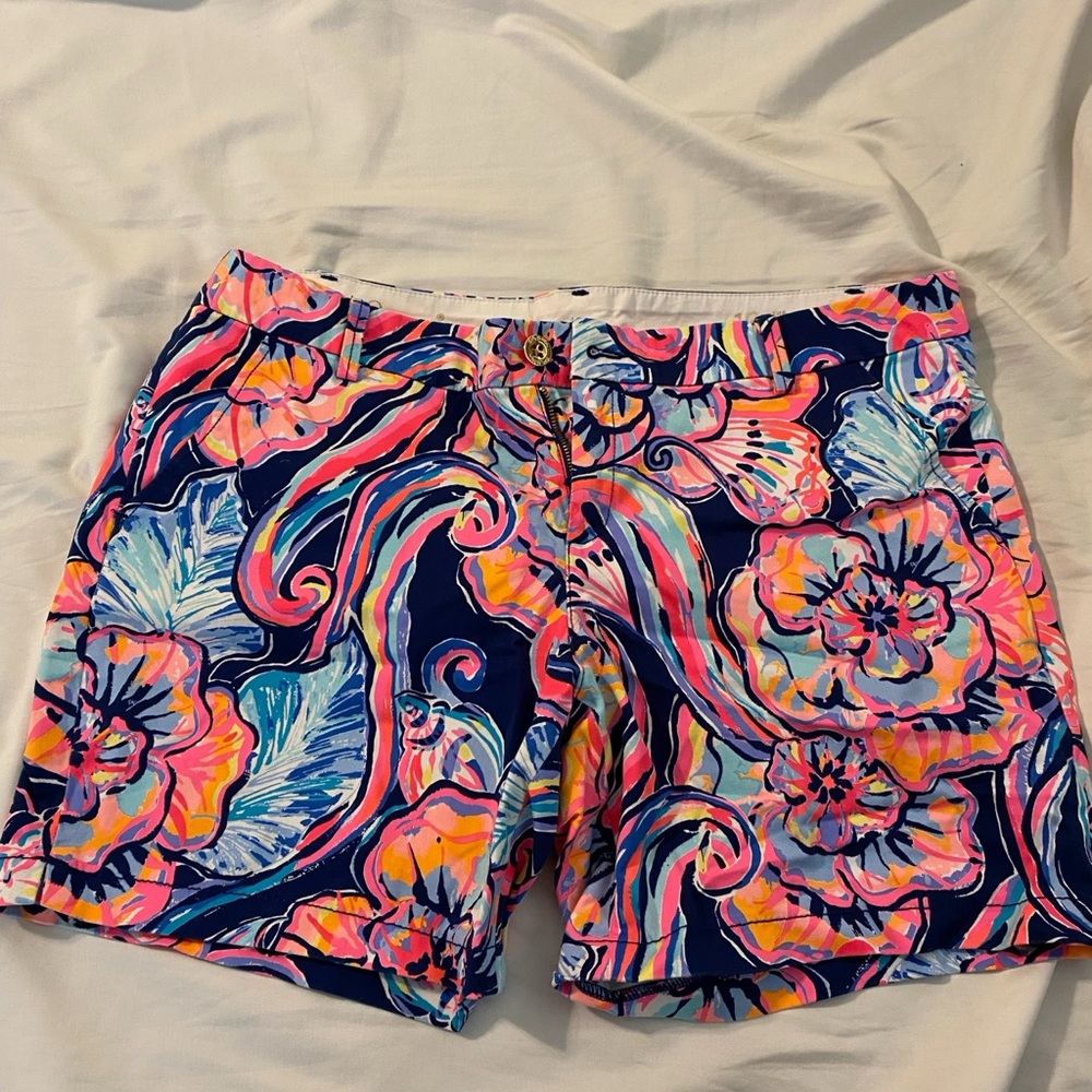 Lilly Pulitzer Navy and Pink Floral Women Shorts